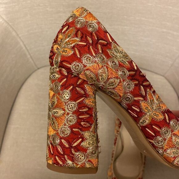 TRATEGIA Red pump hi heel embroidered comfortable shoes - Picture 10 of 10